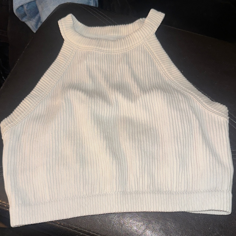 Aerie Cream Ribbed Crop Top